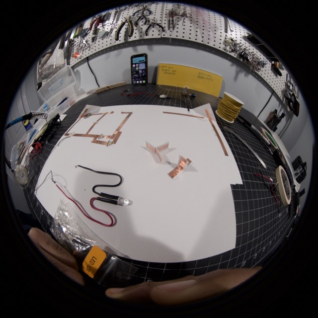 Made some terminals/ posts for attaching crocodile clips to out of copper tape and cardstock