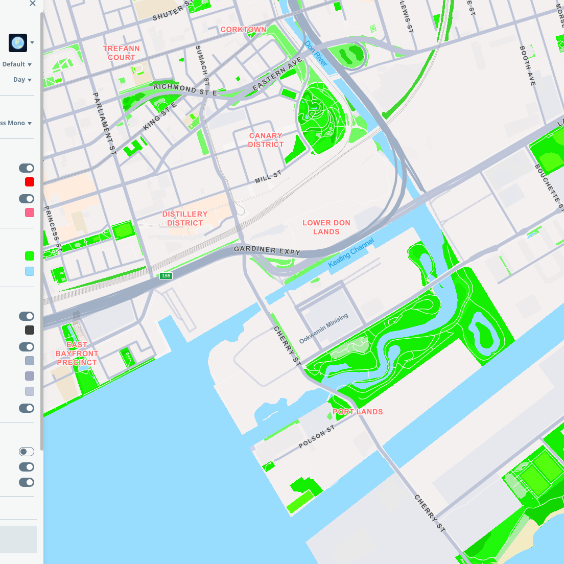 Mapbox Exploration: Colours, functions, labels, data categories