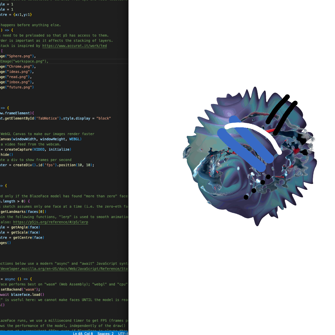p5.js BlazeFace/ 2D Mirror exploration