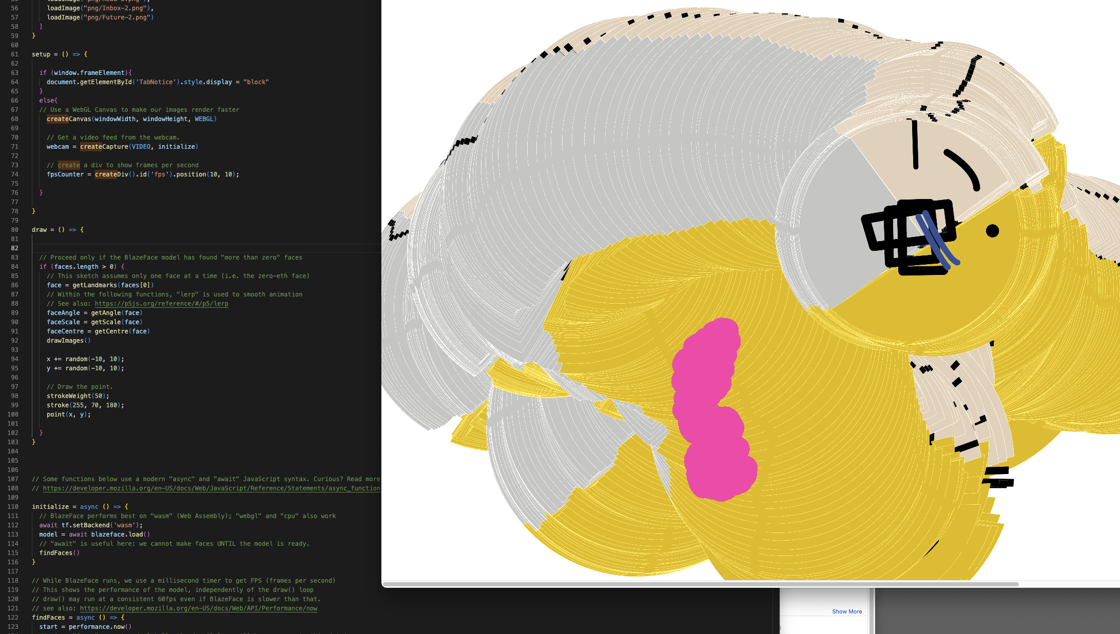 p5.js BlazeFace/ 2D Mirror exploration