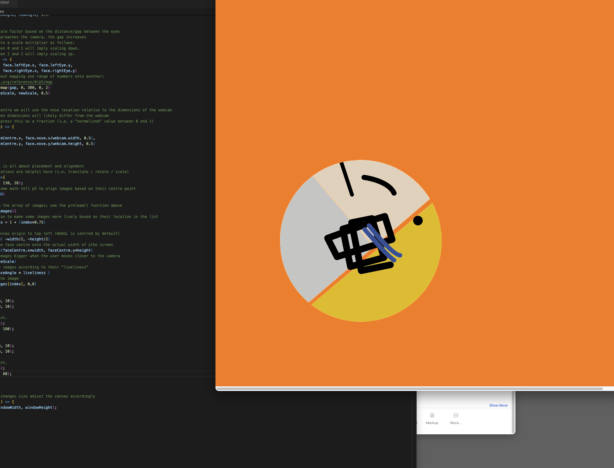 p5.js BlazeFace/ 2D Mirror exploration